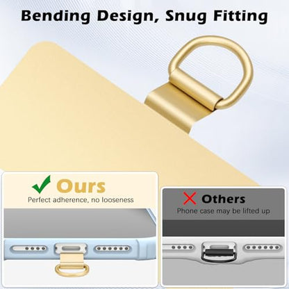 MoKo Heavy Duty Phone Tether Tab ×2, 360° Rotatable Spring O Ring ×2 - color: Gold