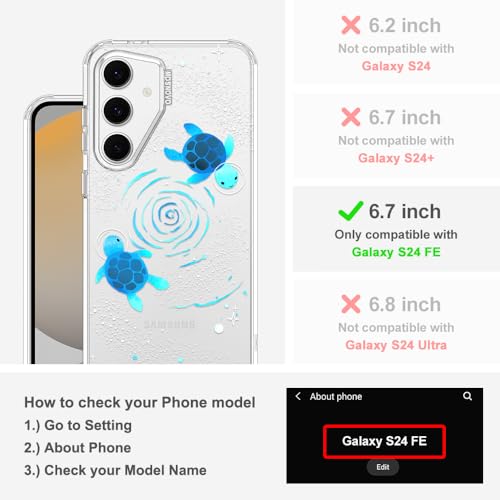 MOSNOVO Case for Samsung Galaxy S24 FE, [Buffertech 6.6ft Military-Grade Drop Protection] [Anti Peel Off Tech] Clear TPU Bumper Phone Case Cover Design - Space Turtle - color: Clear - Space Turtle, size: Samsung Galaxy S24 FE