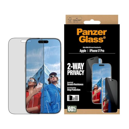 PanzerGlass® 2-Way Privacy Screen Protector iPhone 17 Pro | Ultra-Wide Fit w. EasyAligner - size: Standard