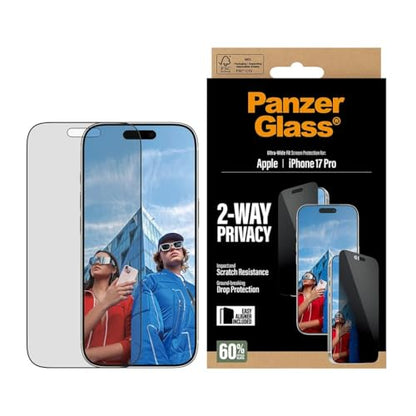 PanzerGlass® 2-Way Privacy Screen Protector iPhone 17 Pro | Ultra-Wide Fit w. EasyAligner - size: Standard