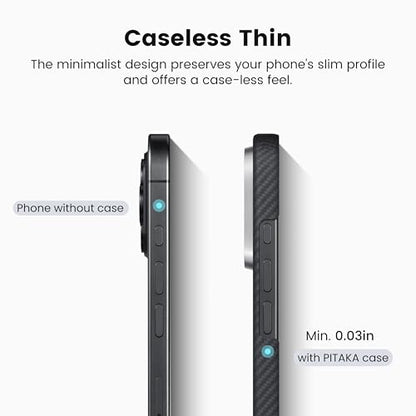 pitaka iPhone 16 Pro Case 6.3” - MagSafe Compatible, Ultra Slim with Caseless Feel, 600D Aramid Fiber Woven - Black/Grey (Twill) - color: Black/Grey (Twill), size: For iPhone 16 Pro, 6.3"