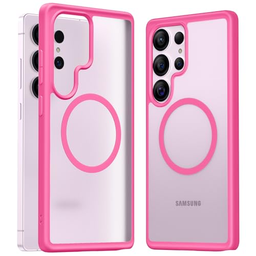 Maledan Magnetic for Samsung Galaxy S25 Ultra Case - Slim S25 Ultra Case [Military-Grade Protection] [Compatible with Magsafe] - Translucent Matte Back Protective S25 Phone Cases Cover for Women, Pink - color: Rose Pink