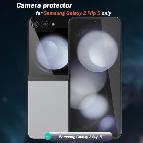 1 Pack Camera Lens Frame for Samsung Galaxy Z Flip 5, 9H Glass Screen Protector Anti-Scratch, Tempered Glass Metal Individual Camera Cover Accessories, Silver - size: for Galaxy Z Flip 5 Silver