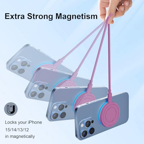MagSafe Charger 2 Pack 15W Magnetic Wireless Charger Fast Charging Pad Compatible with iPhone 17/16/15/14/13/12 Series & AirPods 4/3/2/Pro Magnetic MagSafe Charging Pad with Dual Ports-Purple - color: Purple, size: 2Pack