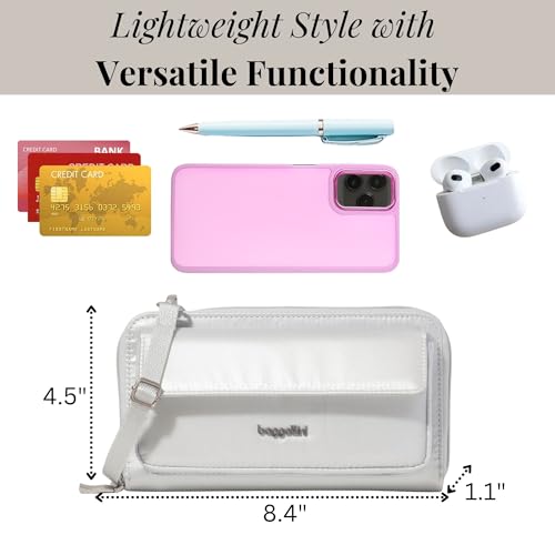 Baggallini Rfid Phone Wallet Crossbody - color: Silver Metallic