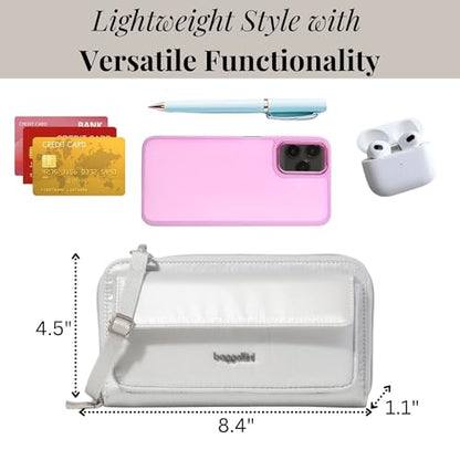 Baggallini Rfid Phone Wallet Crossbody - color: Silver Metallic