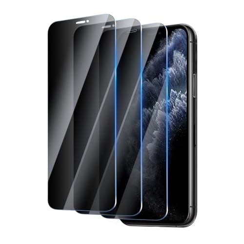 Privacy Screen Protector for iPhone 11 Pro/X/Xs 5.8 Inch 3 Pack, Tempered Glass Film Anti-spy Scratch Resistant 9H Hardness Case Friendly - size: iPhone 11 Pro/X/Xs