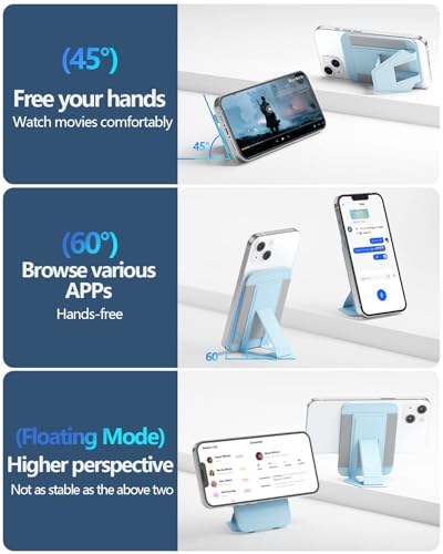 Miroddi for Magsafe Wallet Stand, Magnetic Phone Wallet for iPhone 16/15/14/13/12 Series, Leather Magnetic Cards Holder, Fits 5 Cards, RFID Blocking, Slim, Blue - color: Blue-1