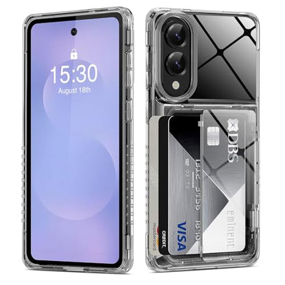 ACANDYA for Samsung Galaxy S25 Edge Case Wallet Clear with Card Holder Protective Shockproof Anti-Scratch Anti-Yellow Heavy Duty Protection Cover for Samsung Galaxy S25 Edge 6.7 inch Transparent - size: for Galaxy S25 Edge