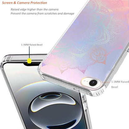 for iPhone 17e & 16e Case: Slim Clear Matte Cute Flowers Floral Design for Girls Women Military Grade Drop Protection TPU Bumper Shockproof Silicone Phone Cover (Rainbow Mandala) - color: Rainbow Mandala
