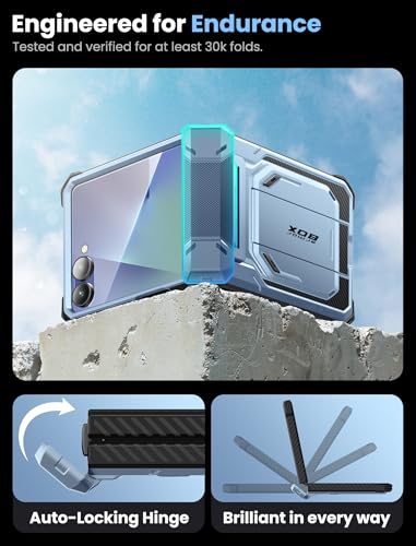 i-Blason for Samsung Galaxy Z Flip 7 Case with Stand & Belt-Clip, Blue | Built-in Screen Protector, Hinge Protection, Belt-Clip, KickStand, Full-Body Protection, Military - color: Tilt
