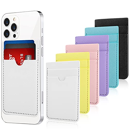 6 Pcs 6 Pcs Stick on Phone Card Holder Wallet, Solid, Elegant Color - color: Elegant Color