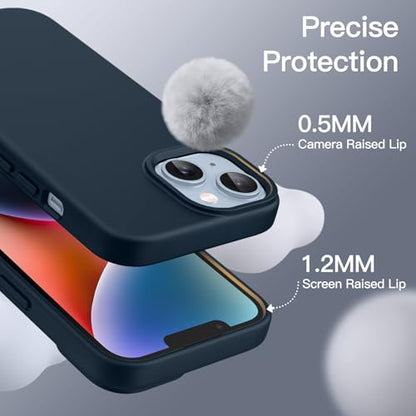 JETech Silicone Case for iPhone 14, Navy | Silky Soft Touch, Shockproof Protection, Scratch Resistant, Microfiber Lining - color: Navy, size: iPhone 14