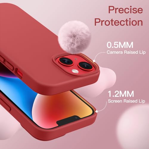 JETech Silicone Case for iPhone 14, Red | Silky Soft Touch, Shockproof Protection, Scratch Resistant, Microfiber Lining - color: Red, size: iPhone 14