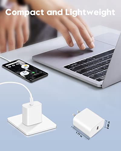 iPhone 18 Pro/17e/17 Charger Fast Charging, 2 Pack 20W USB C Charger Block - color: White, size: 6FT