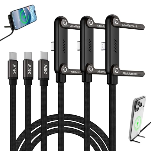Invisible Holder Charger 3-Pack, 240W PD Fast Charging, 4.9FT - size: 3PCS ( 2 C to C & 1 C to Lightning )