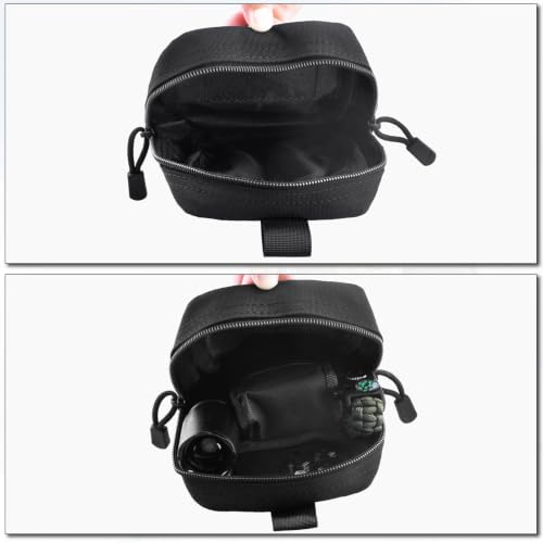 TRIWONDER Tactical Cigarette Pouch Molle Small Military Bag Battery Cigarette Case EDC Utility Card Holder Lighter Slot Mini Cigar Waist Pack - color: 05 Black - 2 Pack