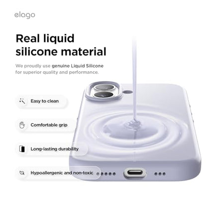 elago Premium Magnetic Silicone Case for iPhone 17 Purple | Compatible with MagSafe, Liquid Silicone Material, Protection, Shockproof, Slim Phone (Purple) - color: Purple, size: iPhone 17