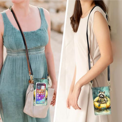 for Women Cell Phone Purse,with Touchscreen Cell Phone Purse,PU Leather Shoulder Bag Waterproof Phone Wallet Case with Clear Touch Screen Window up to 6.7 inch Smartphone, - color: Cute Bear Forest -155