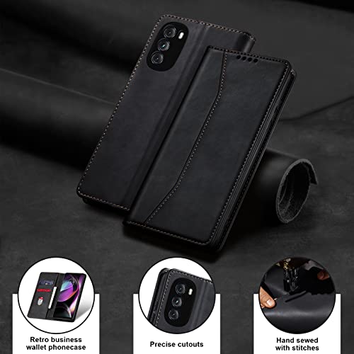 Jasonyu Flip Wallet Case for Moto G 5G (2022),Leather Magnetic Folio Cover with Card Holder,Kickstand - TPU Shockproof Durable Protective Phone Case,Black | PU Leather Magnetic Folio Cover,with Card Holder,Kickstand,TPU Shockproof,Durable,Protective Phone
