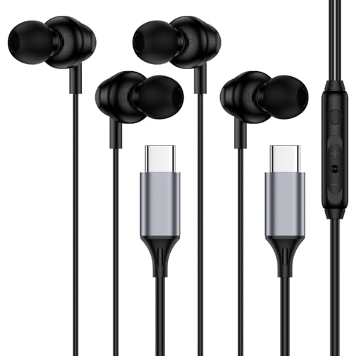 Type C Earphones Wired Headphones for Google Pixel 10a 10 Pro XL 10 9a 9 8 7 6 USB C Earbuds Wired Headphones 2 Pack for iPhone 17e 17 Pro Max 16 15, Samsung S26 Ultra S25 Android with Microphone