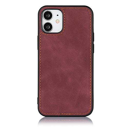 iCoverCase for iPhone 12 Mini Wallet Case with Card Holder and Wrist Strap, PU Leather Kickstand Card Slots Zipper Pocket Magnetic [Detachable] Flip Cover Case 5.4 Inch (Claret) - color: Claret