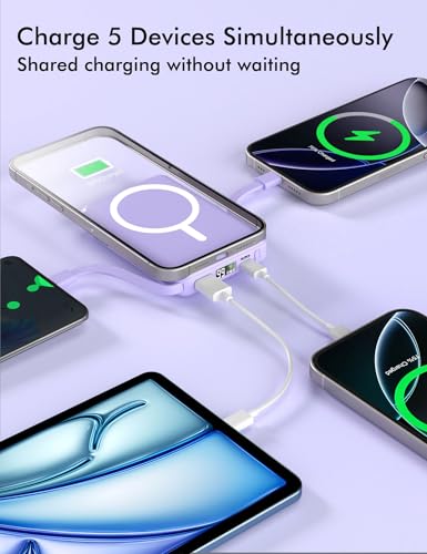podoru for Magsafe Power Bank, 10000mAh Magnetic Portable Charger - color: Purple