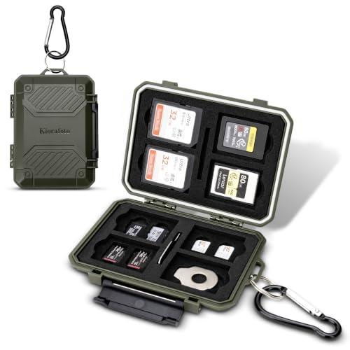 Kiorafoto 18 Slot Memory Card Case for 8 SD & 4 TF & & 4 CFA & 2 SIM Green - size: For 8 SD+4 TF+4 CFA+2 Nano SIM(GREEN)