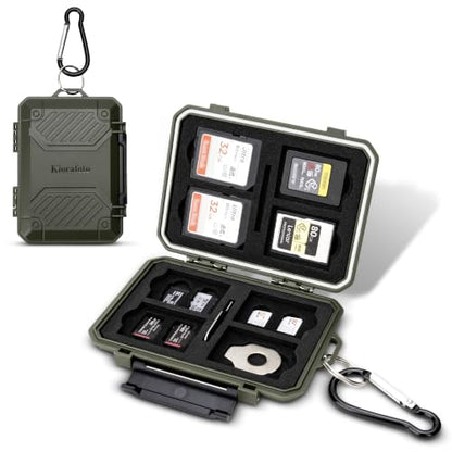 Kiorafoto 18 Slot Memory Card Case for 8 SD & 4 TF & & 4 CFA & 2 SIM Green - size: For 8 SD+4 TF+4 CFA+2 Nano SIM(GREEN)