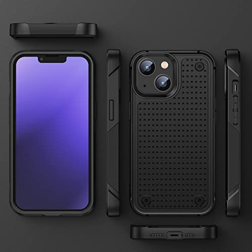 Designed for iPhone 14 Case iPhone 13 Case 2 in 1 Gift Militay Grade Drop Protective Rugged Heavy Duty Cover Shockproof for iPhone 14 Phone Case for Women Men boy Girl (Black) - color: Black