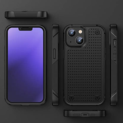 Designed for iPhone 14 Case iPhone 13 Case 2 in 1 Gift Militay Grade Drop Protective Rugged Heavy Duty Cover Shockproof for iPhone 14 Phone Case for Women Men boy Girl (Black) - color: Black