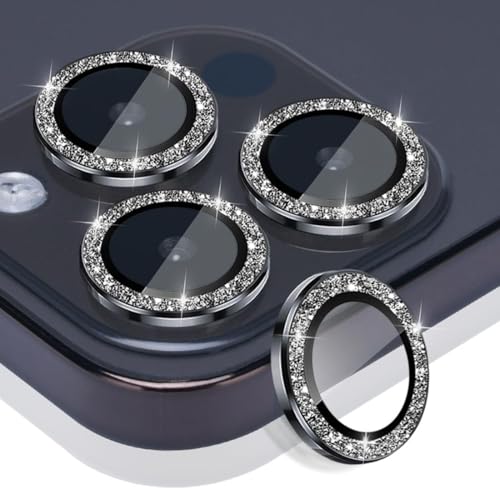 Camera Lens Protector for iPhone 15 Pro/15 Pro Max, Black Glitter - color: Black Glitter