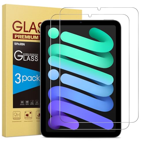 SPARIN 2 Pack Screen Protector for iPad Mini 7 (A17 Pro)/Mini 6 8.3 Inch | Tempered Glass for iPad Mini 7th Gen 2024/ 6th Gen 2021, Anti-Scratch, Case Friendly, HD Clear, Apple Pencil Compatible - size: iPad Mini 6 2021