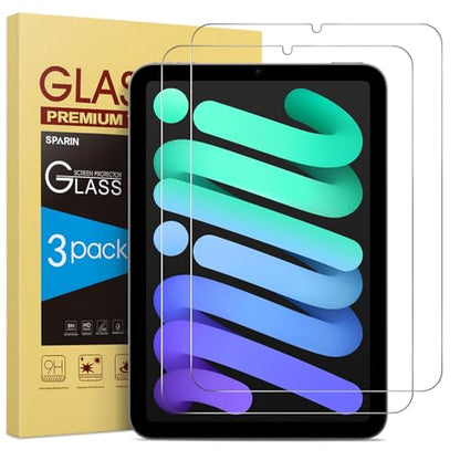 SPARIN 2 Pack Screen Protector for iPad Mini 7 (A17 Pro)/Mini 6 8.3 Inch | Tempered Glass for iPad Mini 7th Gen 2024/ 6th Gen 2021, Anti-Scratch, Case Friendly, HD Clear, Apple Pencil Compatible - size: iPad Mini 6 2021
