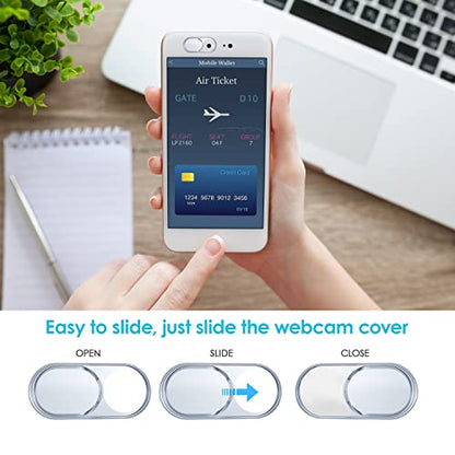 Webcam Cover, Camera Privacy Covers, 0.027 Inch Ultra Thin Camera Cover Slide Laptop Accessories for Laptop, PC, Tablet, iPhone, iPad, Mac, Protect Your Visual Privacy and Security (Silver-3 Pack) - color: Silver - 3 Pack
