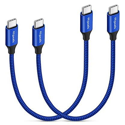 etguuds USB C to USB C Cable 1ft, 2-Pack 60W C to C Cable Fast Charging - color: Blue, size: 1ft