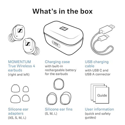 Sennheiser Momentum True Wireless 4 Smart Earbuds with Bluetooth 5.4, Crystal-Clear Sound, Comfortable Design, 30-Hour Battery Life, Adaptive ANC, LE Audio and Auracast - White Silver - color: White