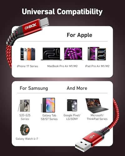 USB A to USB C Cable Fast Charging [2 Pack 6FT], USB to USB C Cable for Car - color: Red, size: 6FT, style: USB A to USB C