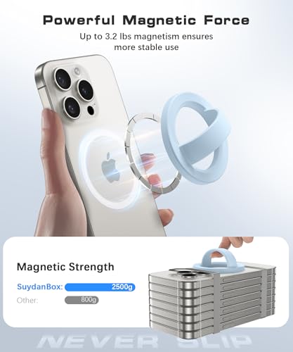 Magnetic Phone Grip, Removable Loop Grip with Soft Finger Strap, Silicone Phone Ring Holder for Back of Phone for iPhone 16/15/14/13/12 Pro Max/Plus, Blue - color: Blue