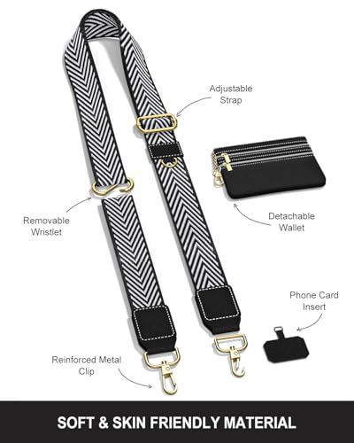 Nipichsha Crossbody Phone Strap with Wallet, Clip and Go Strap for Phone - color: Abstract Texture
