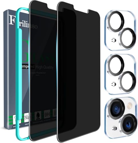 Ferilinso Privacy Screen Protector for iPhone 13/14, Tempered Glass - size: iPhone 14/13-6.1 IN