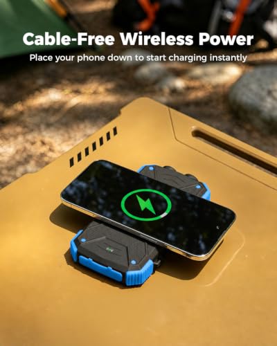 BLAVOR Solar Power Bank 10,000mAh Portable Wireless Charger for Cell Phones - color: Blue