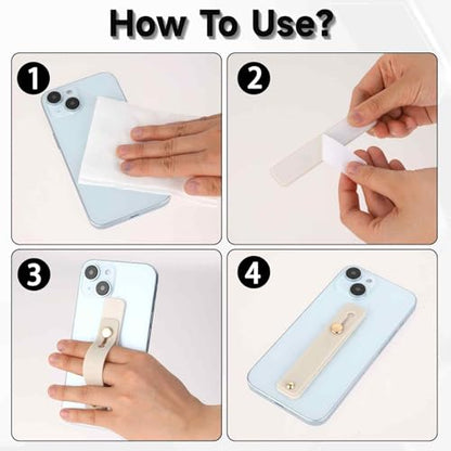 Styquenzer 2 Pcs Universal Phone Grips - Finger Holder for Back of Phone, Portable Phone Strap - Grey White