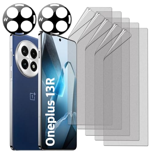 [5+2 5 Anti-glare (matte) TPU film Screen protector + 2 Lens Protector for Oneplus 13R 5G 2025 (Not Oneplus 13) Easy to Install Scratch Resistant [Perfect Fit for 3D edge Screen]
