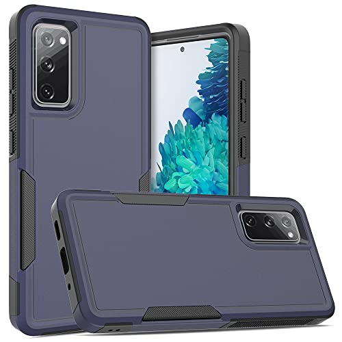 for Samsung Galaxy S20 FE 5G Case: Dual Layer Protective Heavy Duty Cell Phone Cover Shockproof Rugged with Screen Protector - Military Protection Bumper Tough - Samsung Galaxy S20 FE 5G, Blue - color: Navy Blue (PC) + Black (TPU)