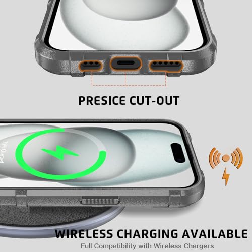 Rugged Shield 8ft Drop Proof TPU Thick Armor Tactical Protective Case Compatible with iPhone 15 (6.1 inches) - City Grey - color: City Grey, size: iPhone 15
