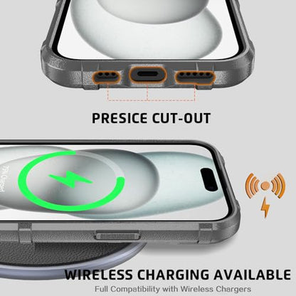 Rugged Shield 8ft Drop Proof TPU Thick Armor Tactical Protective Case Compatible with iPhone 15 (6.1 inches) - City Grey - color: City Grey, size: iPhone 15