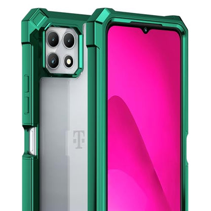 Ailiber Case for REVVL 7, T-Mobile REVVL 7 5G Phone Case with Screen Protector,Dual Layer Shockproof Bumper, Clear Transparent Anti Yellowing, Military Grade Drop Protection Cover-Green - color: Crystal Clear & Green