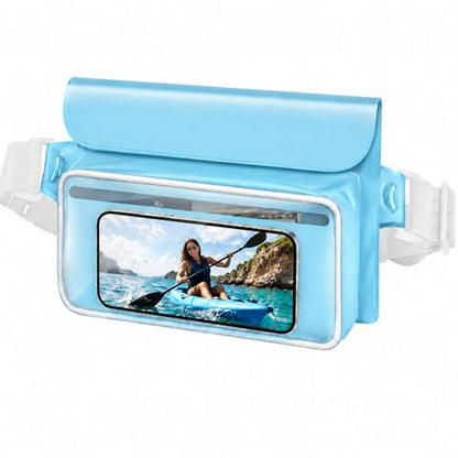 Ipx8 Waterproof Fanny Pack, 1 Pack Floating Waterproof Phone Pouch Touchscreen Dry Bag with Adjustable Waist Strap for Beach, Swimming, Kayaking, Boating, Fits Phones up to 8.5"(Blue) - color: Blue