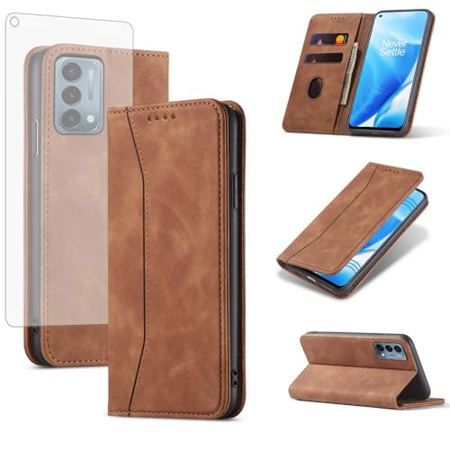 Asuwish Flip Wallet Phone Case for OnePlus Nord N200 5G with Screen Protector Magnetic Closure Folio Cover Credit Card Holder Slot Stand One Plus N 200 G5 1 Plus 200N 1plus One+ 1+ N2005G 2021 Brown - color: Brown